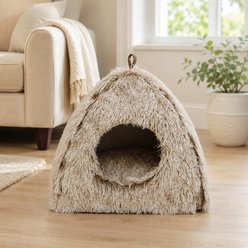 NonoPets Soft Faux Fur Covered Washable Cave Dog & Cat Bed, Grey, Small slide 1 of 9