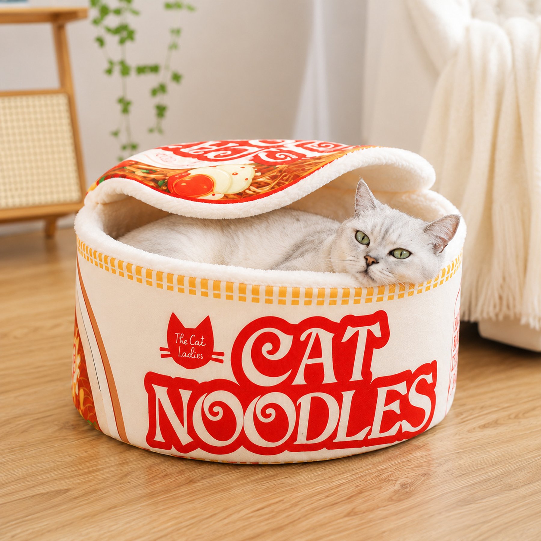 NonoPets Novelty Covered Round Plush Cave Dog & Cat Bed, Medium