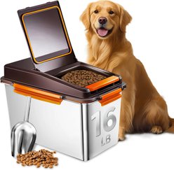 Newget Stainless Steel Dog Food Storage Container, Brown, Medium: 16-lb