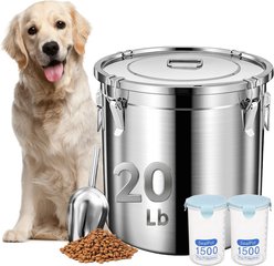 Newget Stainless Steel Dog Food Storage Container, Medium: 20-lb