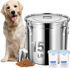 Newget Stainless Steel Dog Food Storage Container, Small: 15-lb slide 1 of 7