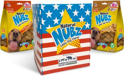 Nylabone Nubz Red, White, & Blue Gift Box Bundle: Chicken & Peanut Butter Dog Chew Treats, 36 count