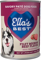 Ella's Best Filet Mignon Savory Pate All Life Stages Beef Flavor Wet Dog Food, 13-oz can, case of 12