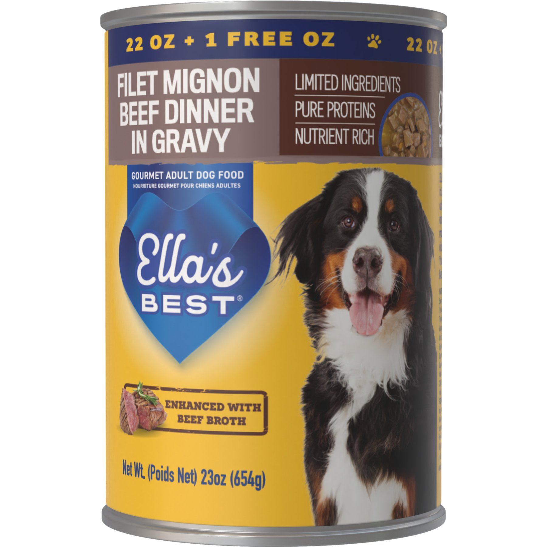 Ella's Best Filet Mignon All Life Stages Beef Dinner Wet Dog Food, 23-oz can, case of 12