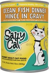 Salty Cat Ocean Fish Dinner Mince All Life Stages Mackerel Wet Cat Food, 13-oz can, case of 12 slide 1 of 4