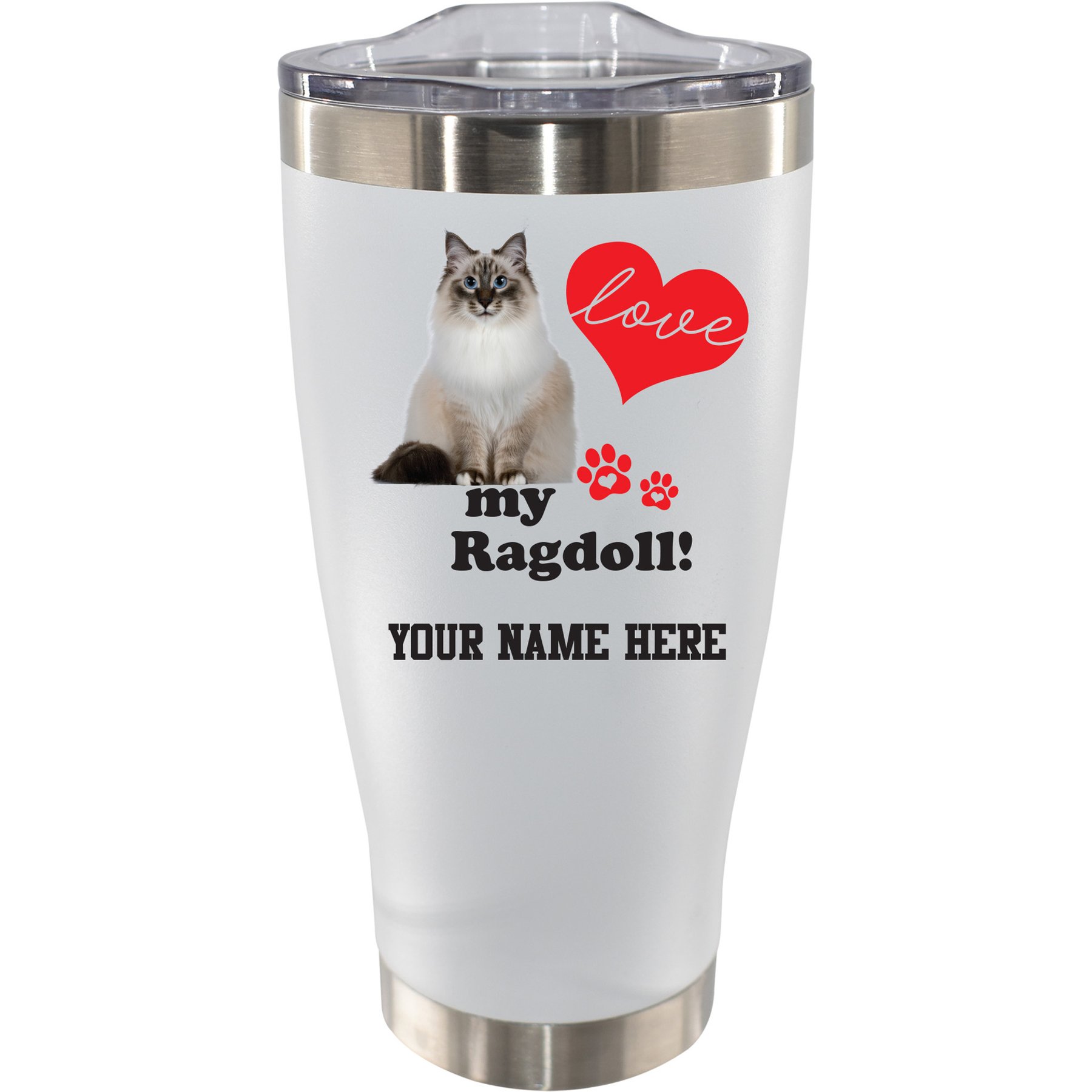 The Memory Company I Love My Ragdoll Personalized Stainless Steel Tumbler, 20-oz