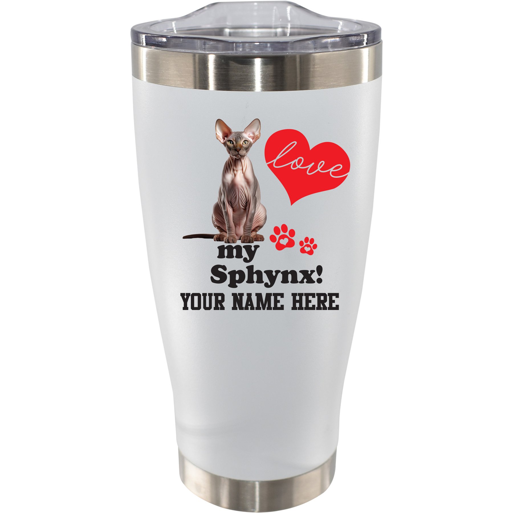 The Memory Company I Love My Sphynx Personalized Stainless Steel Tumbler, 20-oz