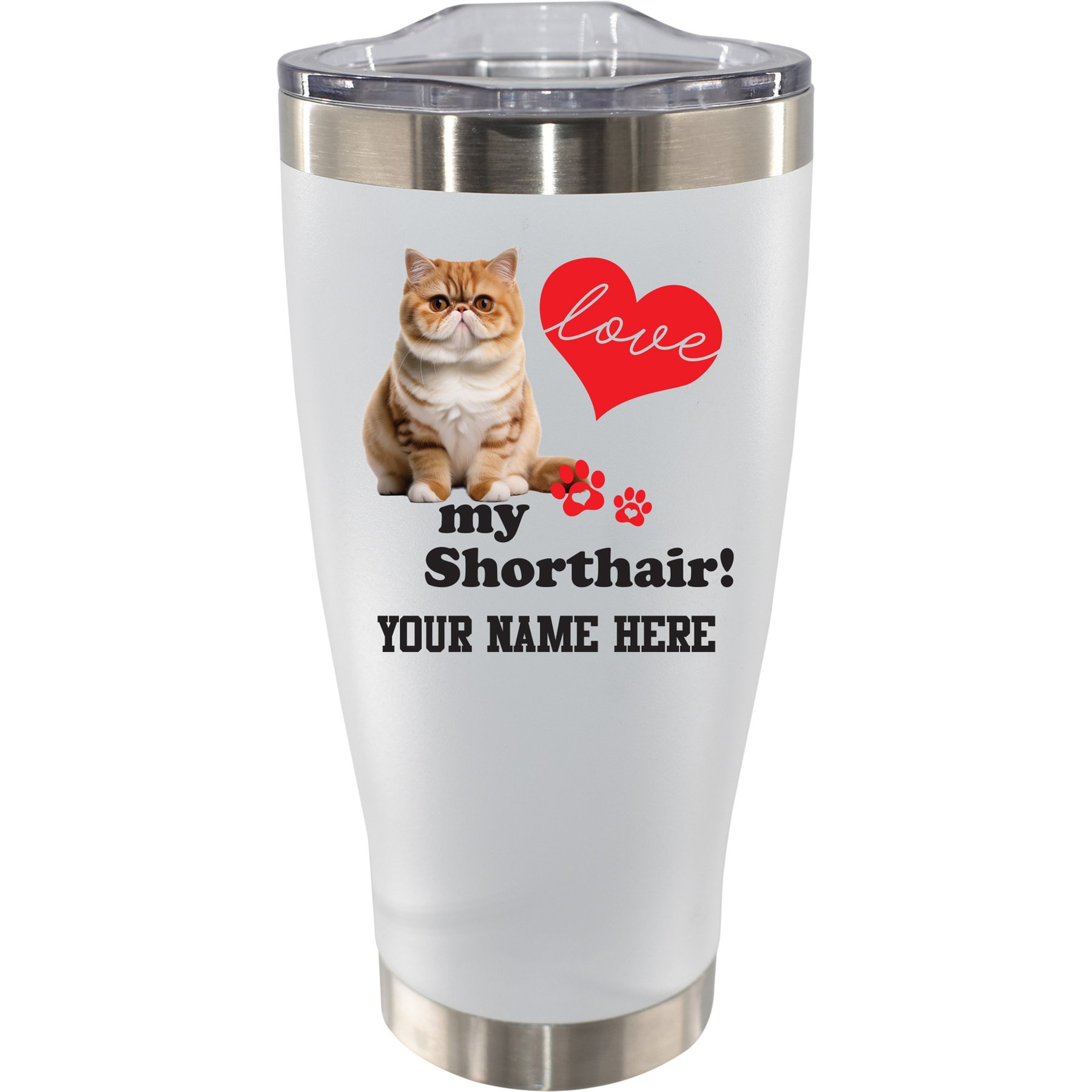 The Memory Company I Love My Exotic Shorthair Personalized Stainless Steel Tumbler, 20-oz