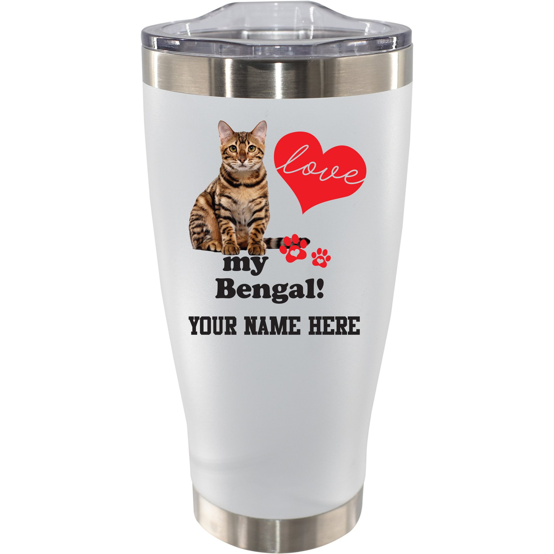 The Memory Company I Love My Bengal Personalized Stainless Steel Tumbler, 20-oz