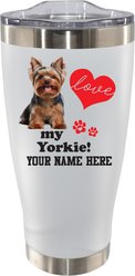 The Memory Company I Love My Yorkshire Terrier Personalized Stainless Steel Tumbler, 20-oz