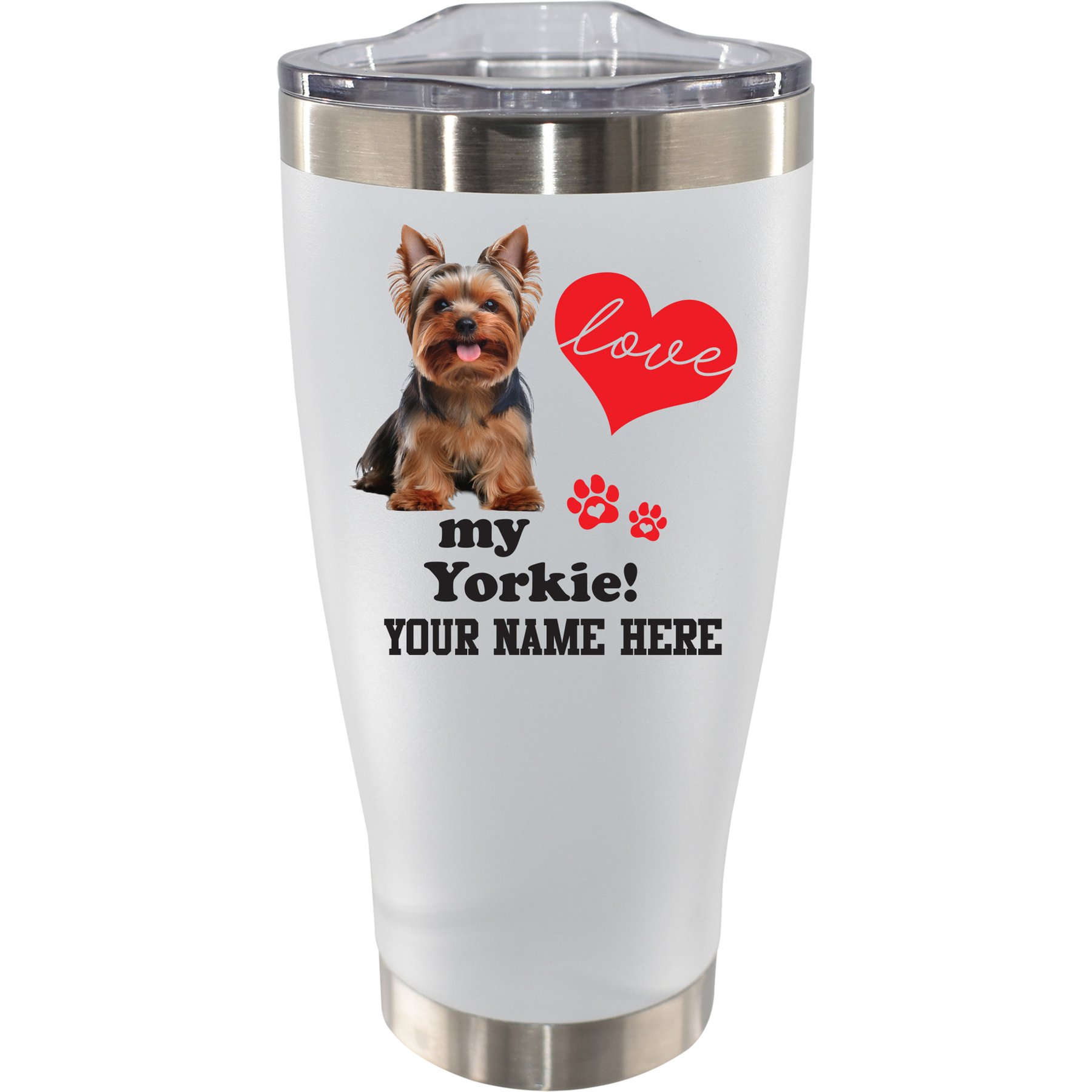 The Memory Company I Love My Yorkshire Terrier Personalized Stainless Steel Tumbler, 20-oz