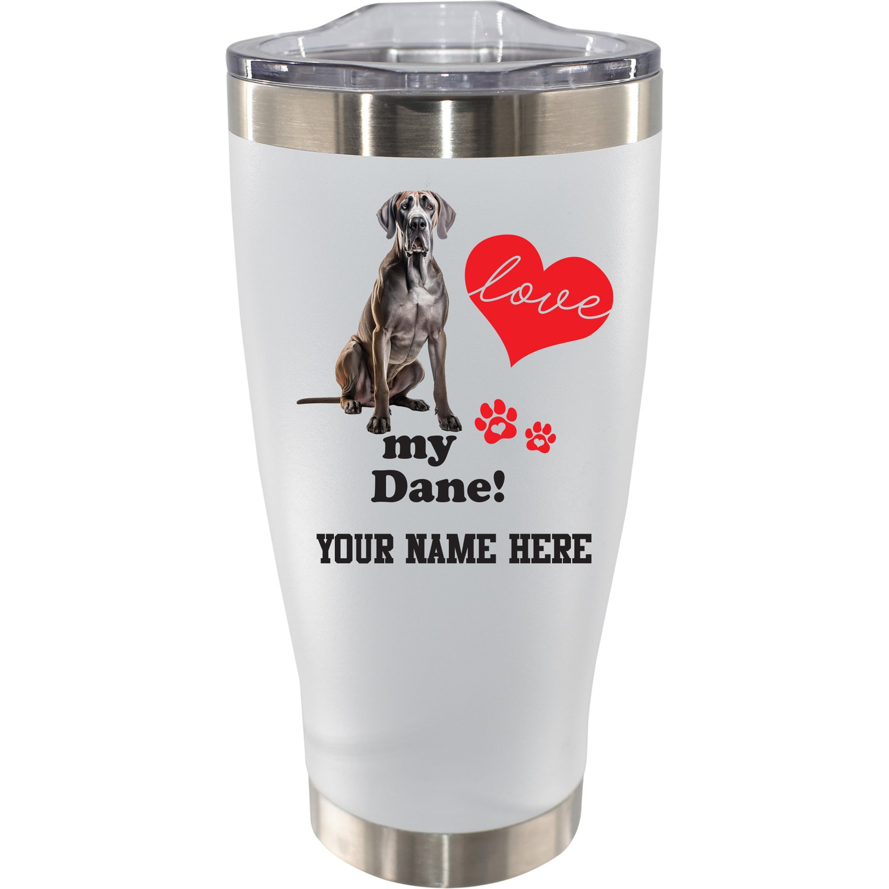 The Memory Company I Love My Great Dane Personalized Stainless Steel Tumbler, 20-oz