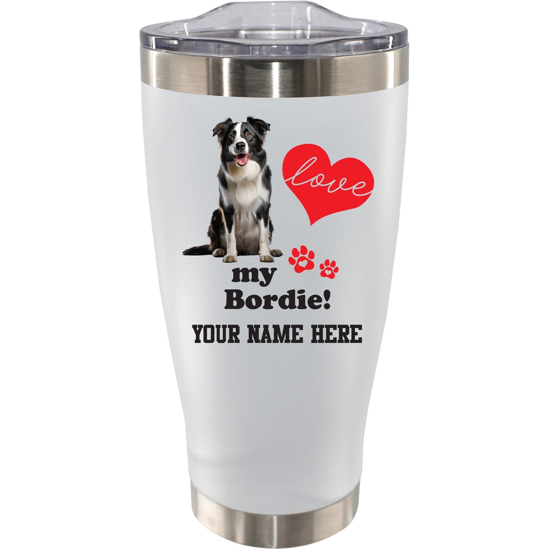 The Memory Company I Love My Border Collie Personalized Stainless Steel Tumbler, 20-oz