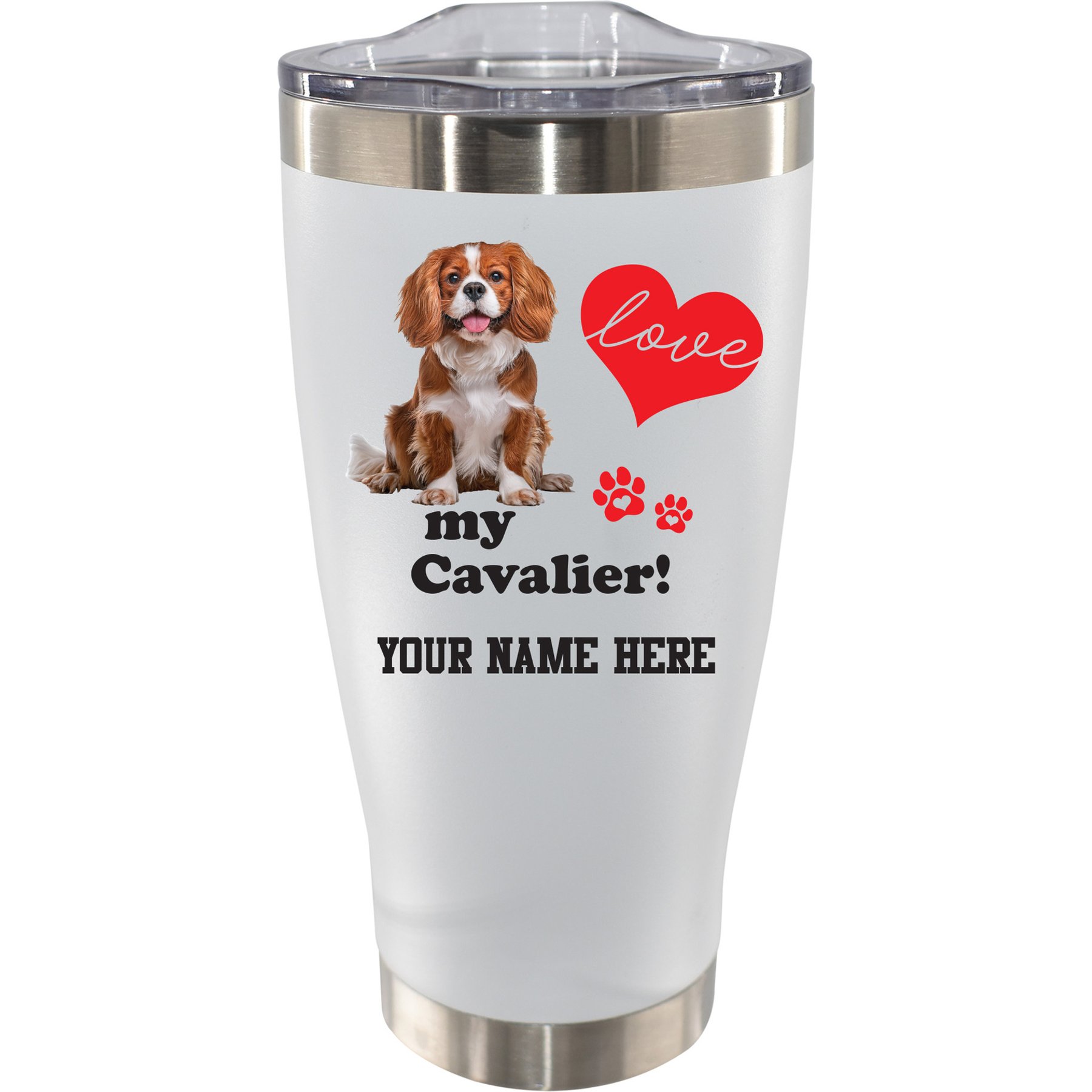 The Memory Company I Love My Cavalier King Charles Personalized Stainless Steel Tumbler, 20-oz