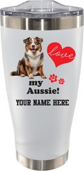 The Memory Company I Love My Australian Shepherd Personalized Stainless Steel Tumbler, 20-oz