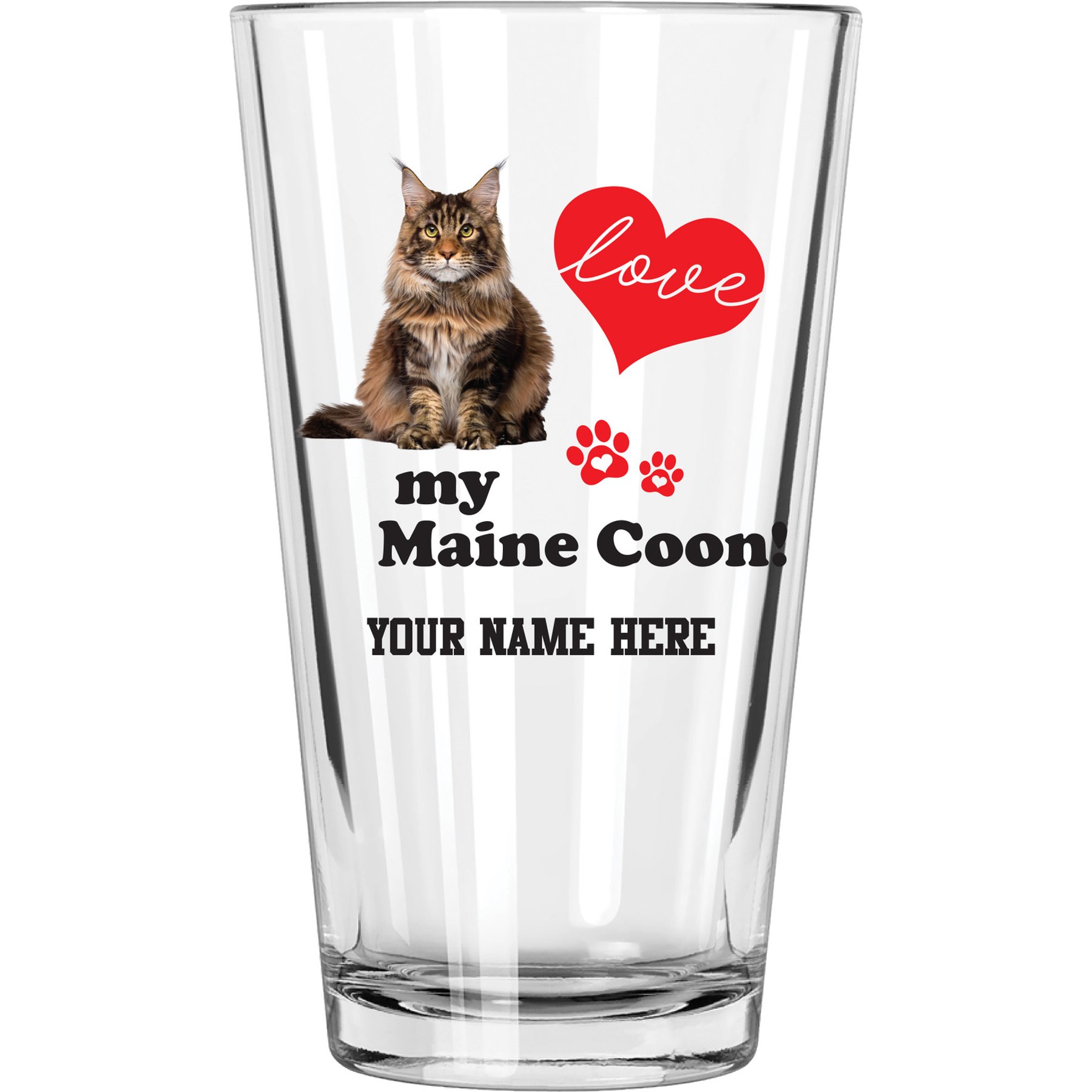 The Memory Company I Love My Maine Coon Personalized Pint Glass, 16-oz