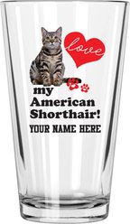 The Memory Company I Love My American Shorthair Personalized Pint Glass, 16-oz