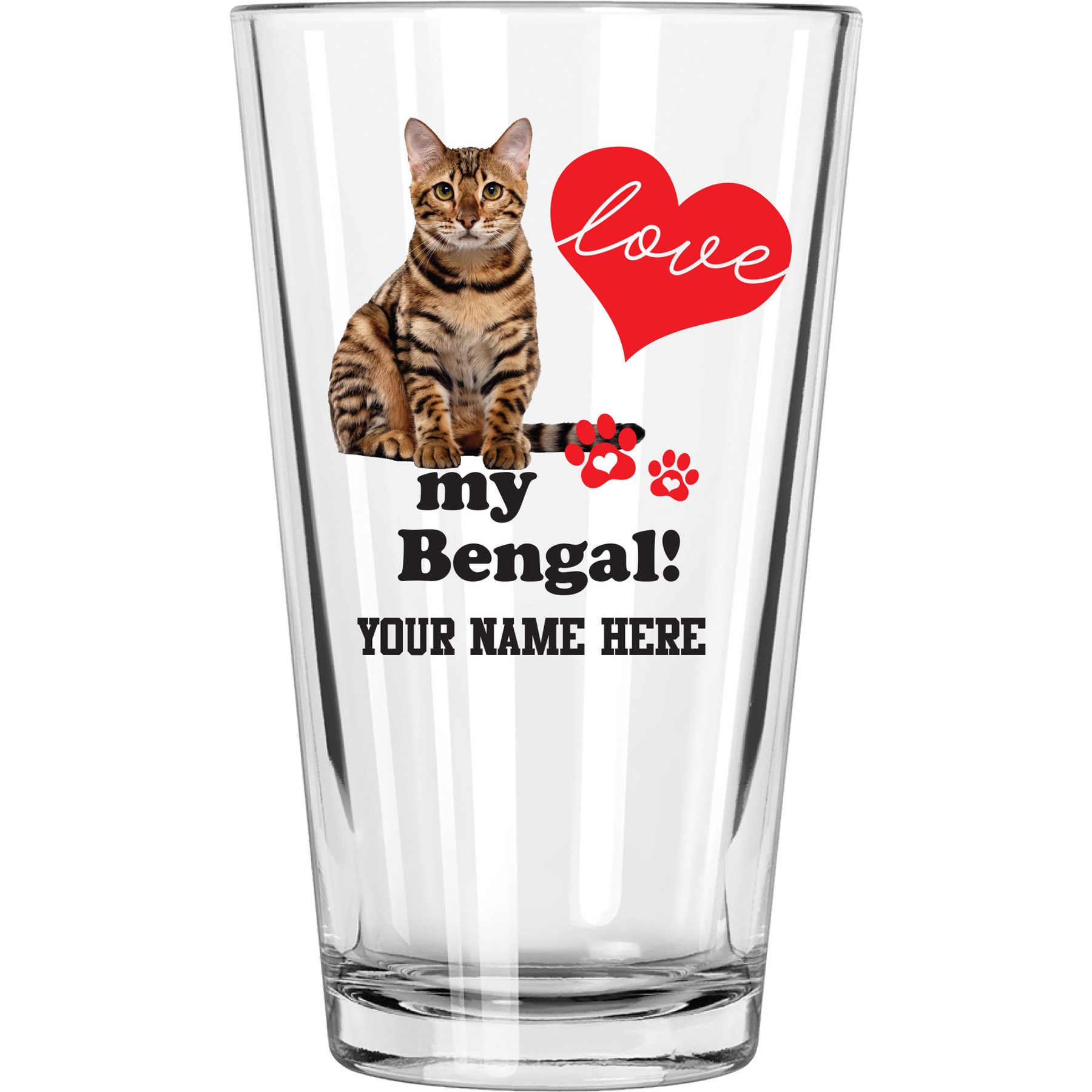 The Memory Company I Love My Bengal Personalized Pint Glass, 16-oz