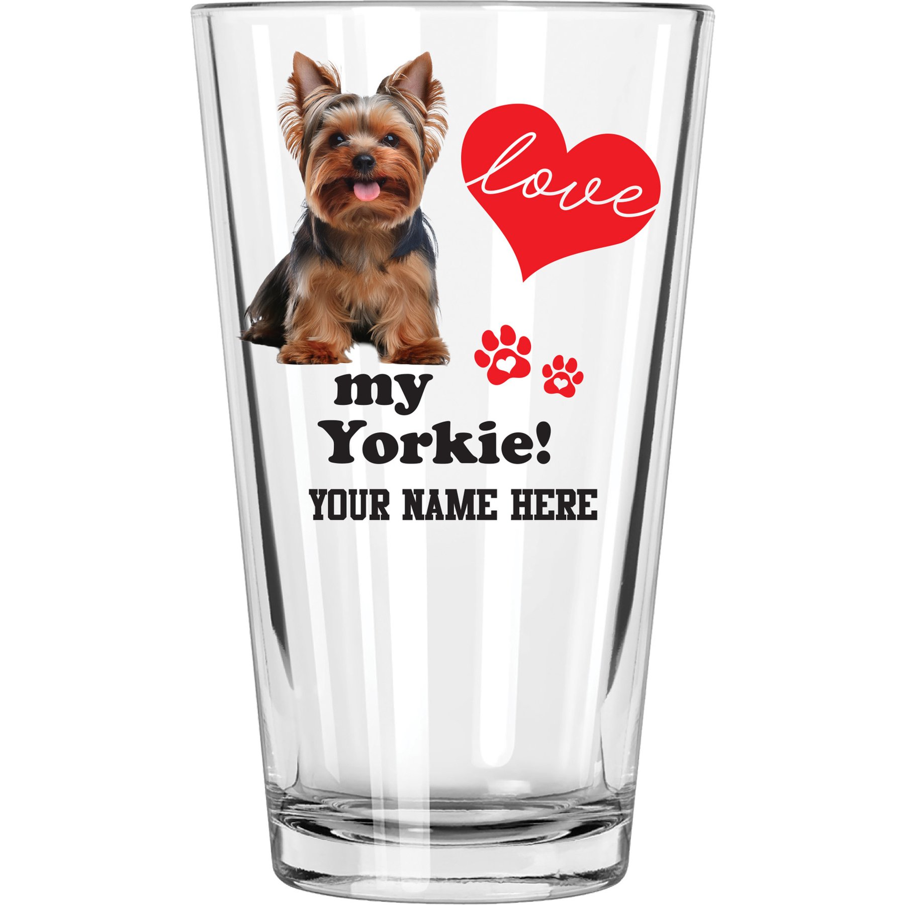The Memory Company I Love My Yorkshire Terrier Personalized Pint Glass, 16-oz