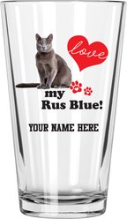 The Memory Company I Love My Russian Blue Personalized Pint Glass, 16-oz