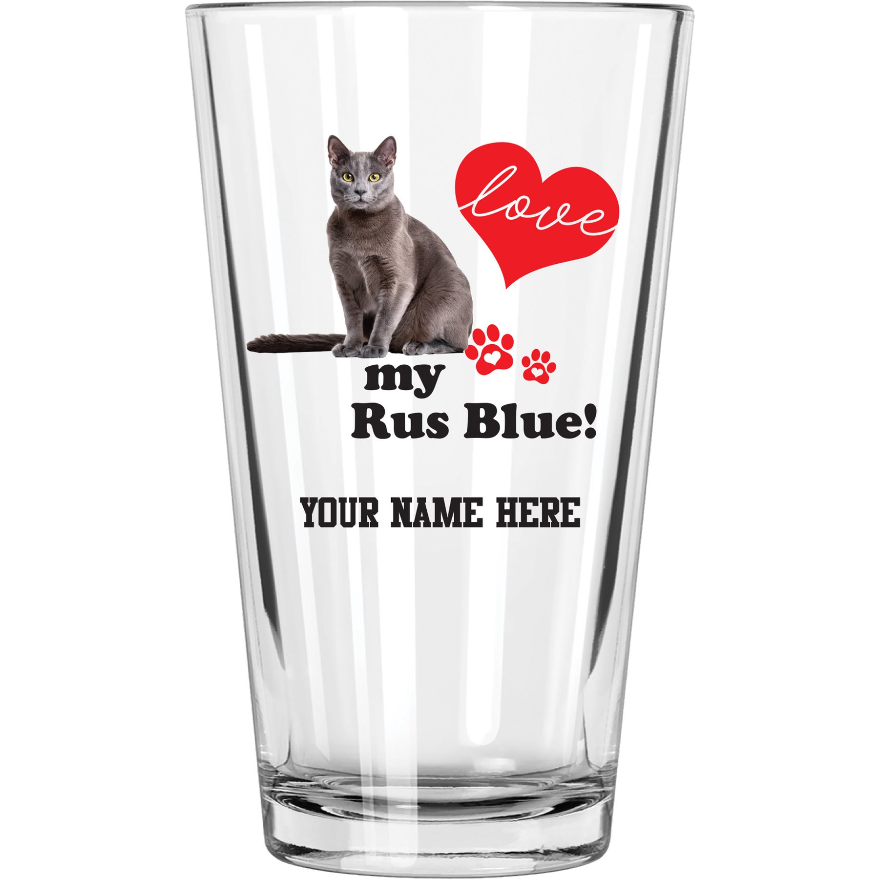 The Memory Company I Love My Russian Blue Personalized Pint Glass, 16-oz