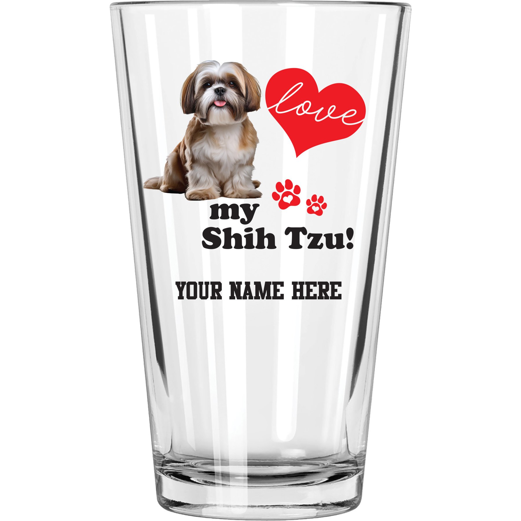 The Memory Company I Love My Shih Tzu Personalized Pint Glass, 16-oz