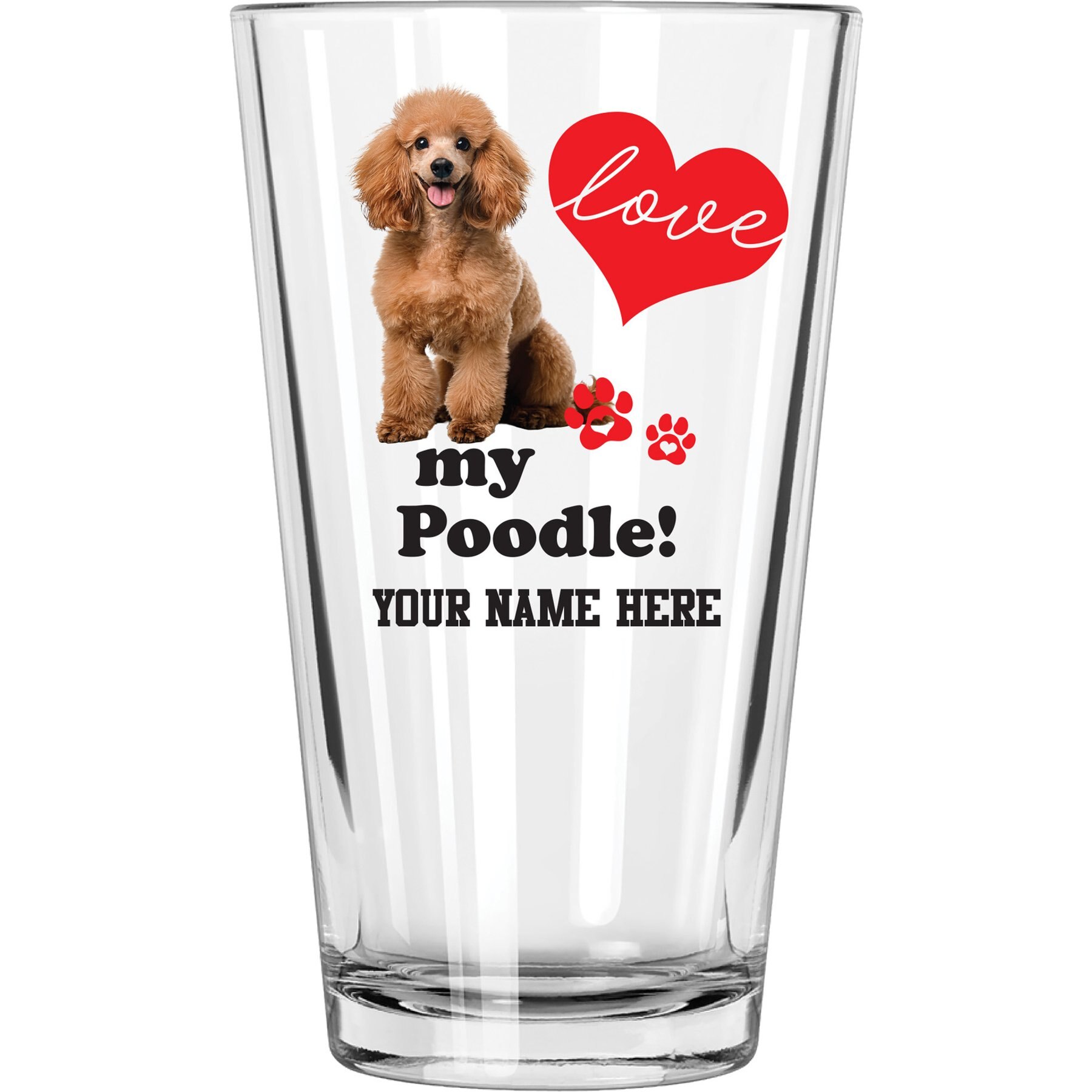 The Memory Company I Love My Poodle Personalized Pint Glass, 16-oz