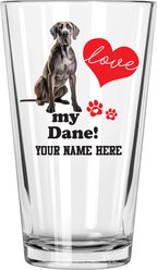 The Memory Company I Love My Great Dane Personalized Pint Glass, 16-oz