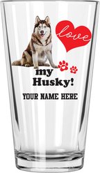 The Memory Company I Love My Siberian Husky Personalized Pint Glass, 16-oz
