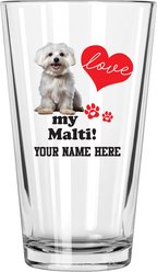 The Memory Company I Love My Maltese Personalized Pint Glass, 16-oz