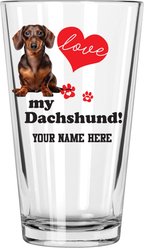 The Memory Company I Love My Dachshund Personalized Pint Glass, 16-oz