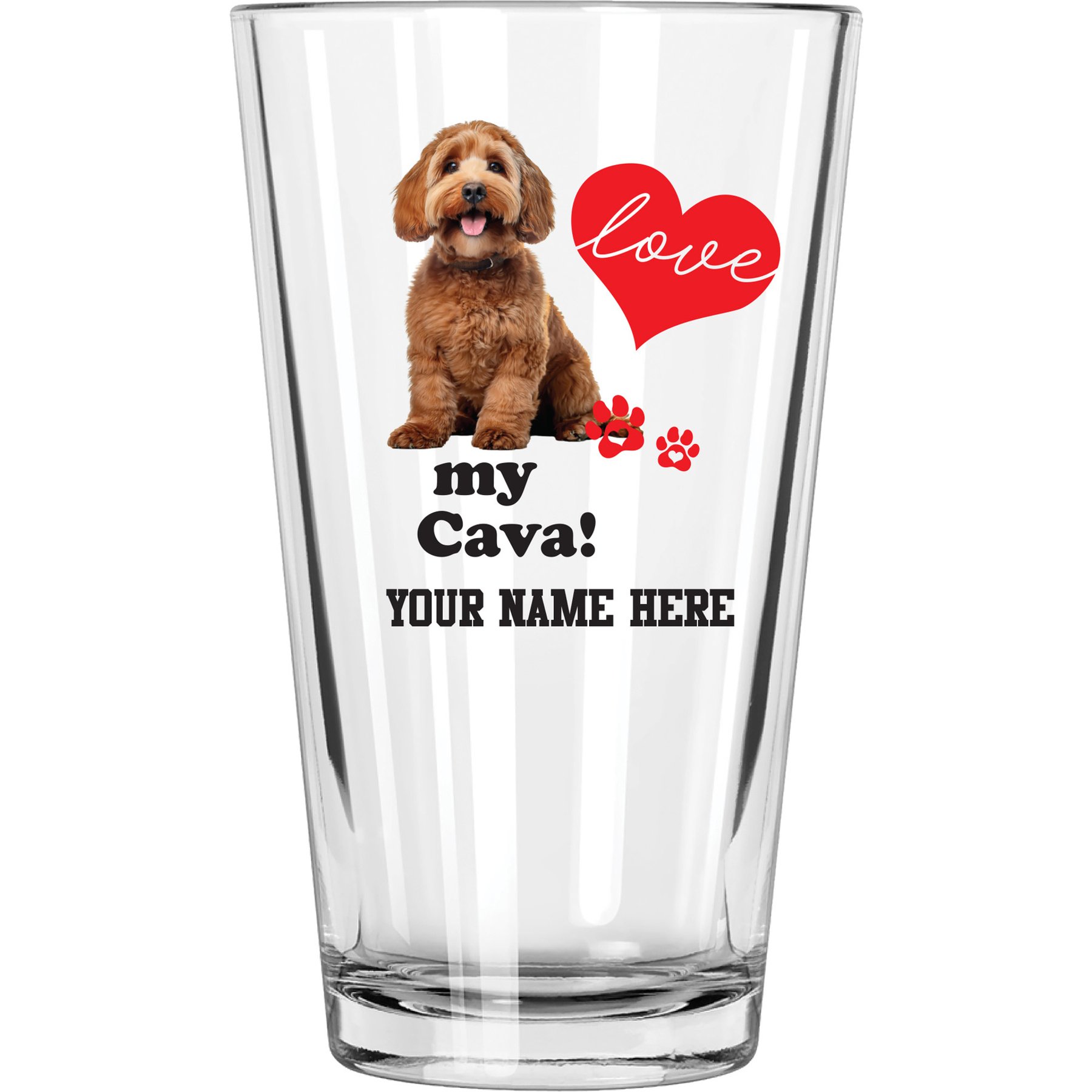 The Memory Company I Love My Cavapoo Personalized Pint Glass, 16-oz