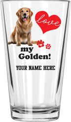 The Memory Company I Love My Golden Retriever Personalized Pint Glass, 16-oz