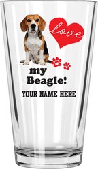 The Memory Company I Love My Beagle Personalized Pint Glass, 16-oz
