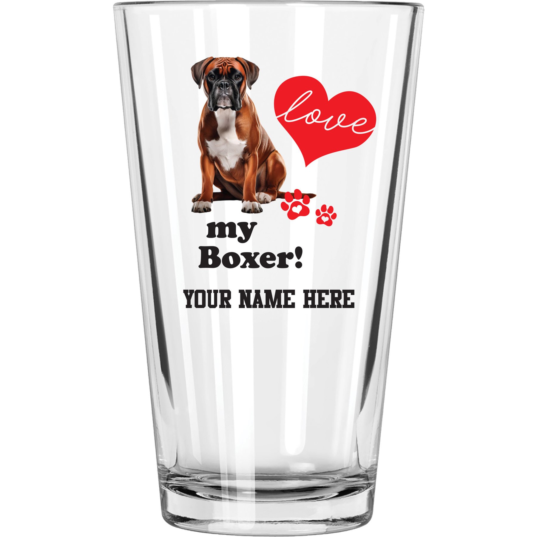 The Memory Company I Love My Boxer Personalized Pint Glass, 16-oz
