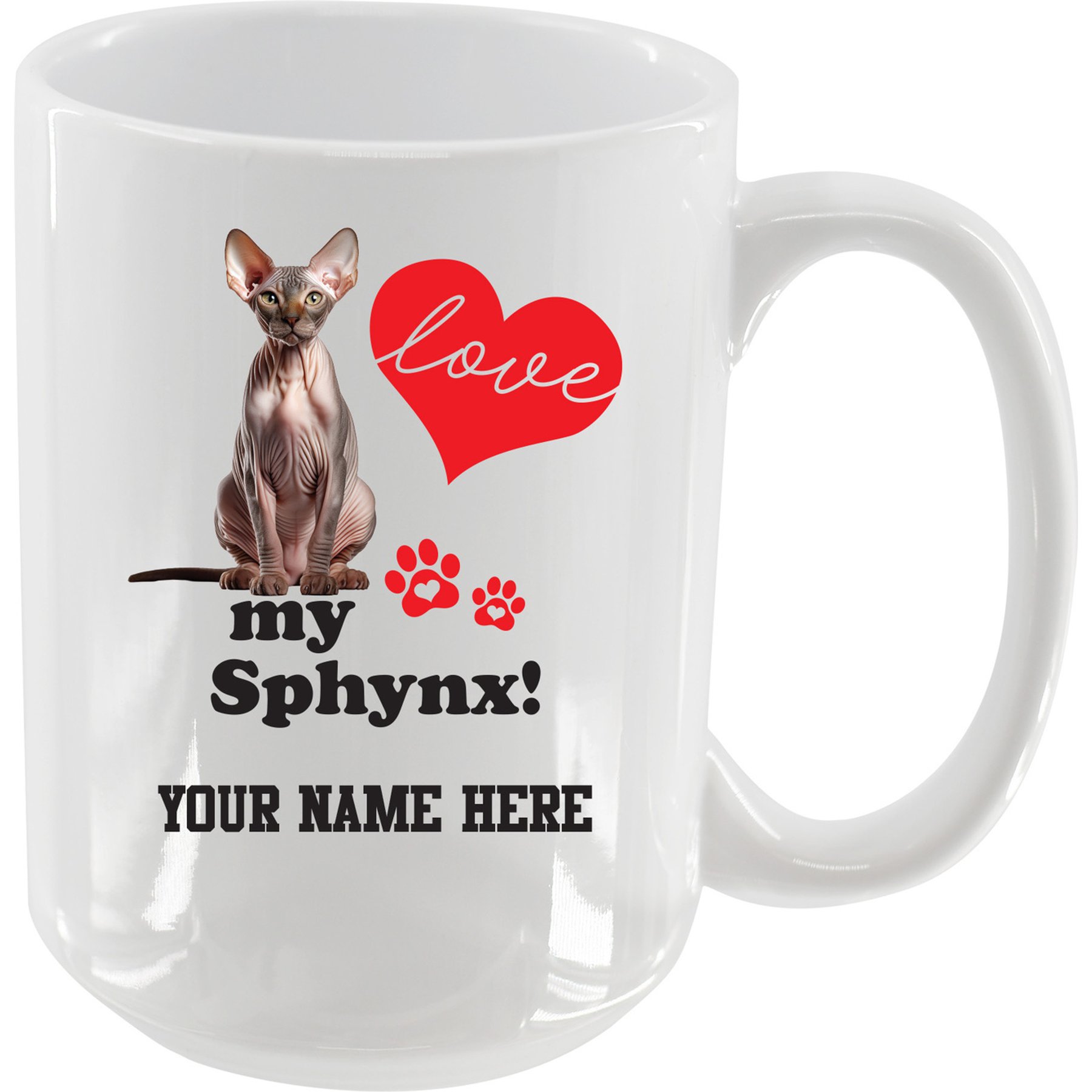 The Memory Company I Love My Sphynx Personalized Ceramic Mug, 15-oz