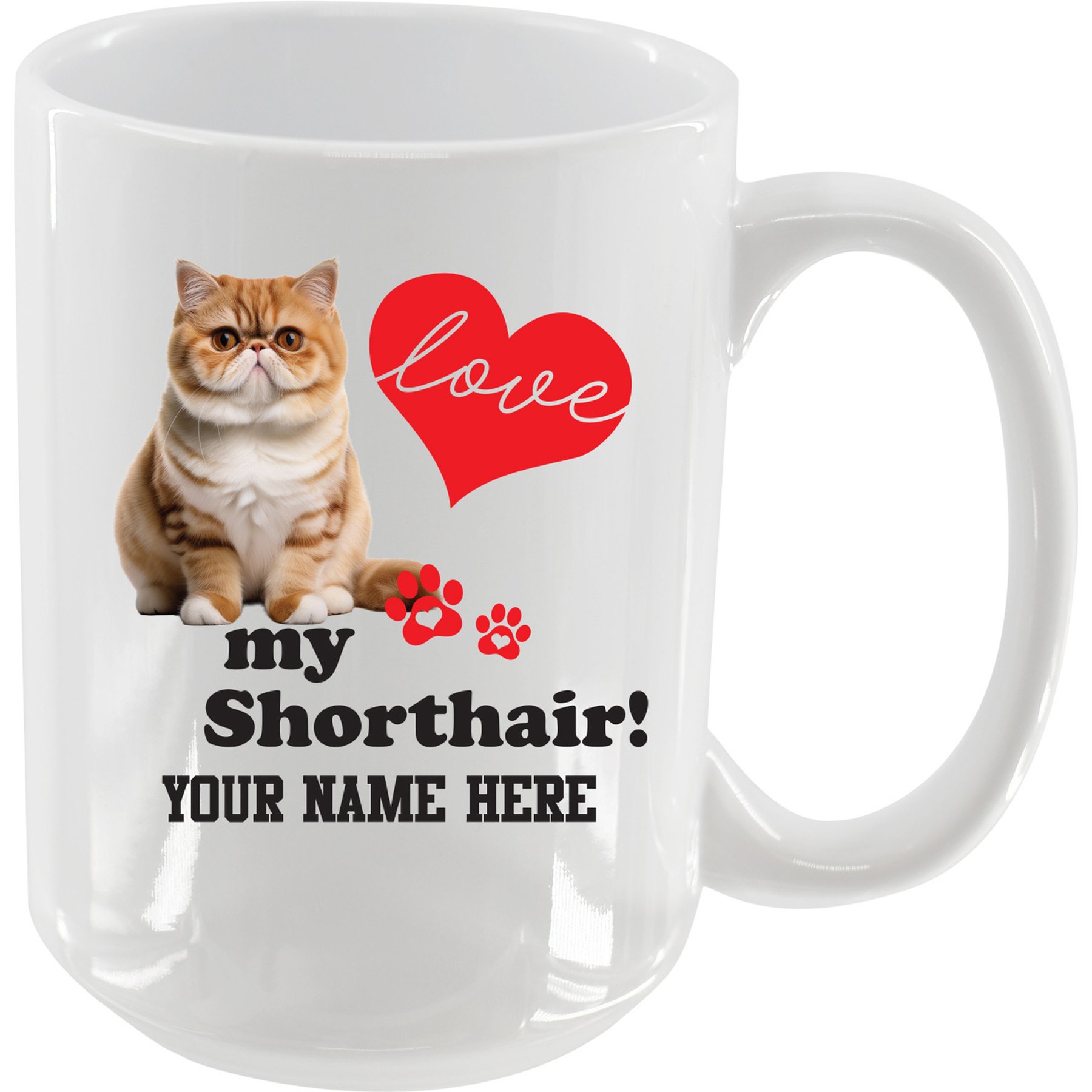 The Memory Company I Love My Exotic Shorthair Personalized Ceramic Mug, 15-oz