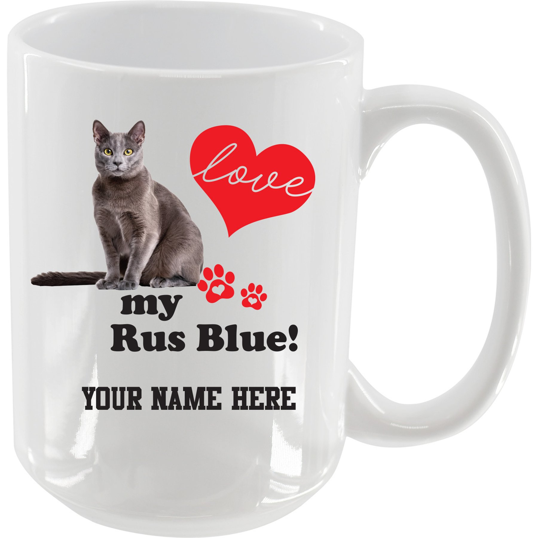The Memory Company I Love My Russian Blue Personalized Ceramic Mug, 15-oz