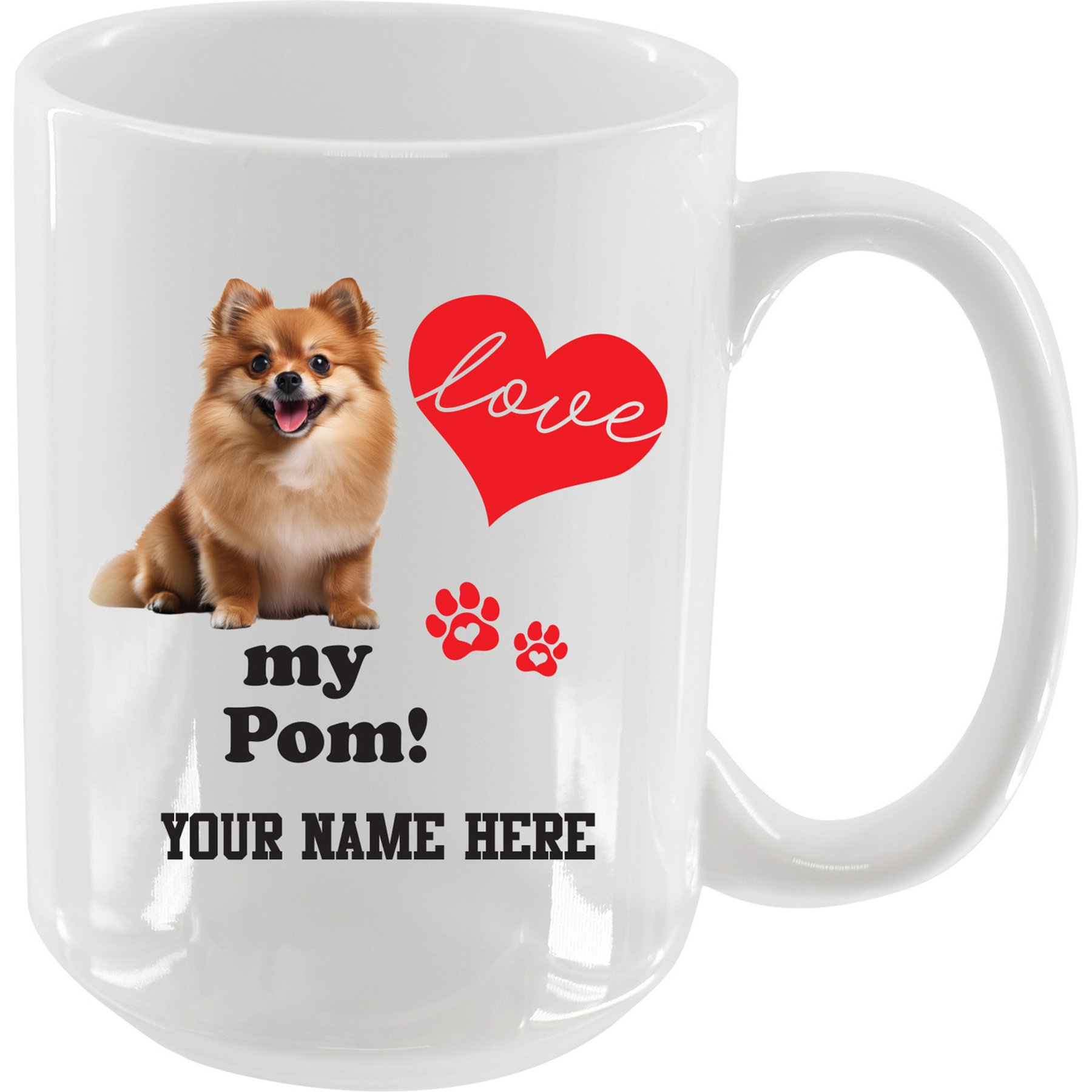 The Memory Company I Love My Pomeranian Personalized Ceramic Mug, 15-oz