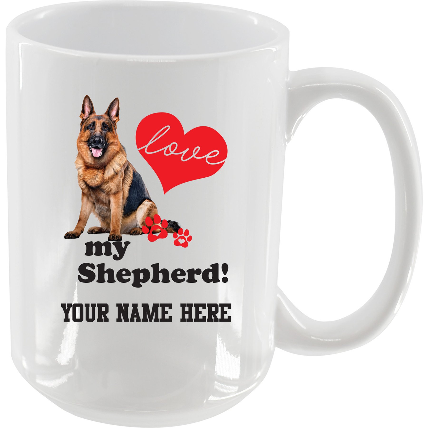 The Memory Company I Love My German Shepherd Personalized Ceramic Mug, 15-oz