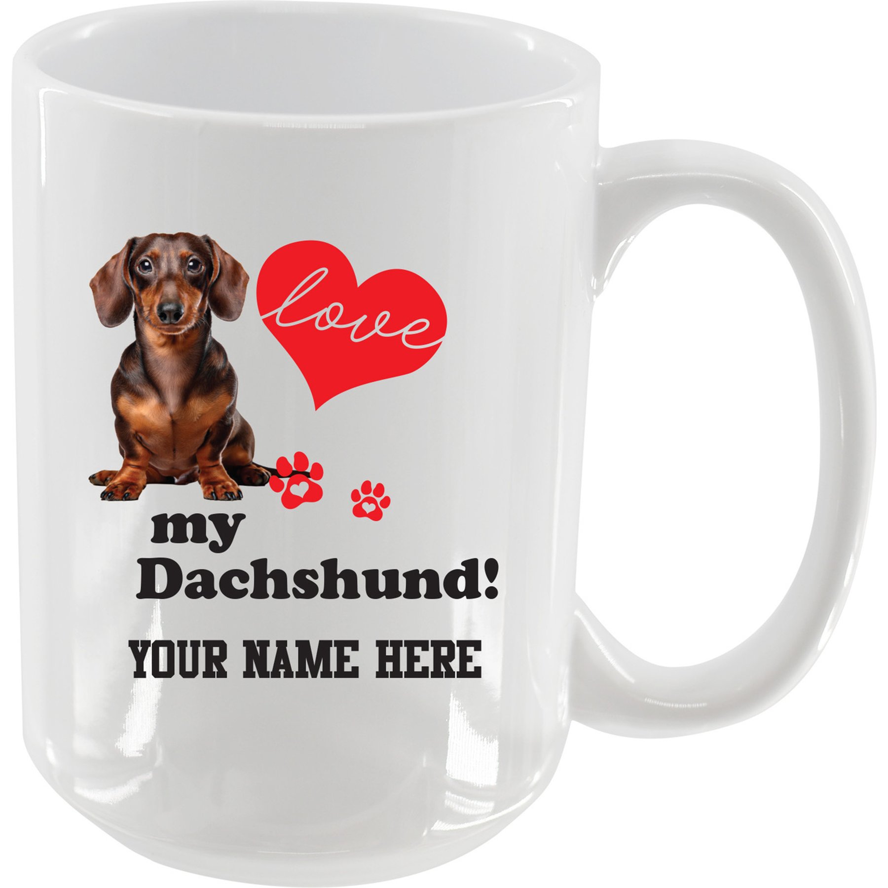 The Memory Company I Love My Dachshund Personalized Ceramic Mug, 15-oz