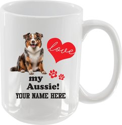 The Memory Company I Love My Australian Shepherd Personalized Ceramic Mug, 15-oz
