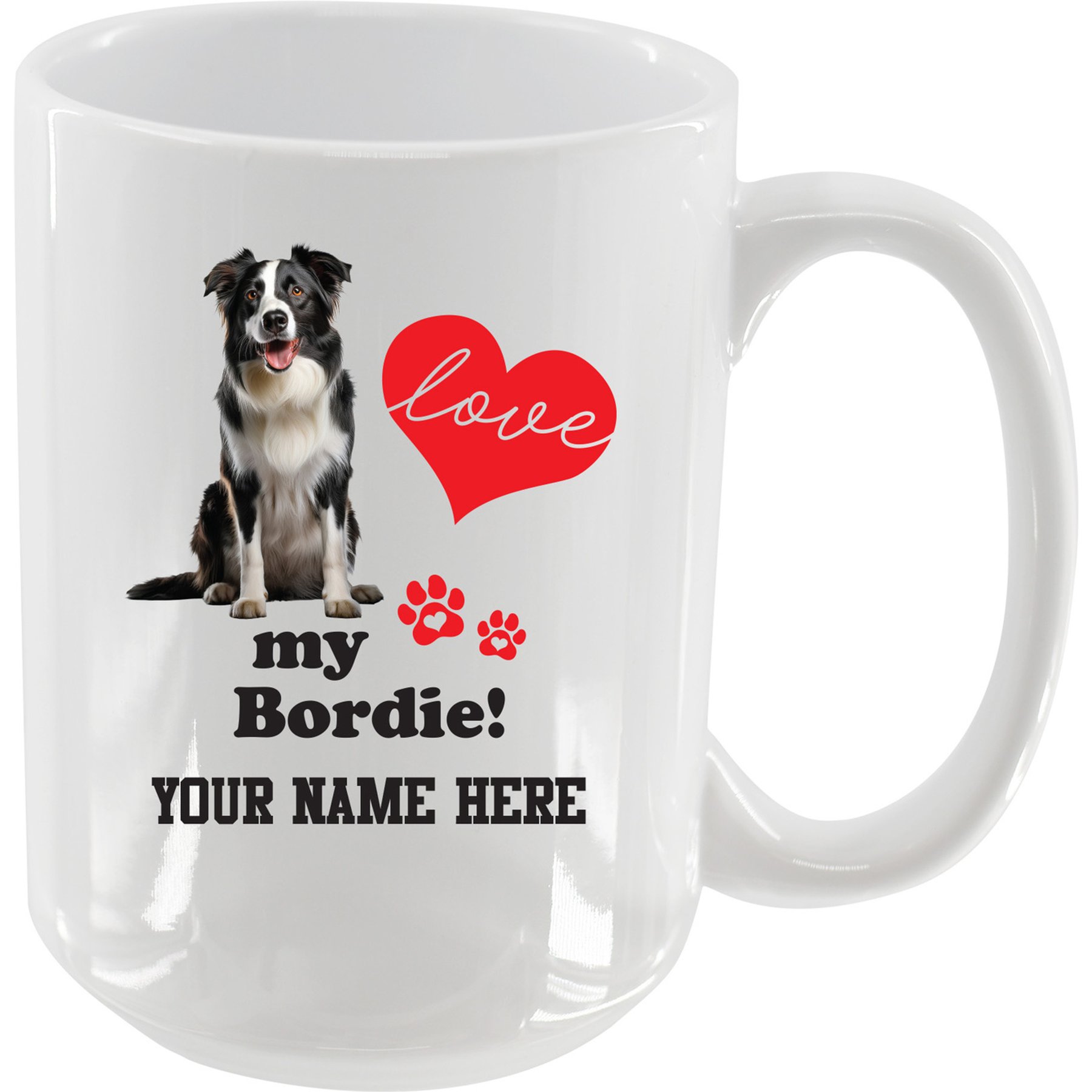 The Memory Company I Love My Border Collie Personalized Ceramic Mug, 15-oz