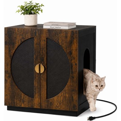 Unipaws Unipaws Cat Litter Box Enclosure, Jumbo, Rustic