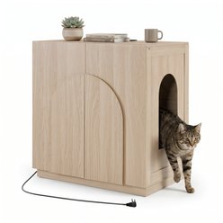 Unipaws Cat Litter Box Enclosure, Jumbo, Arched Wood