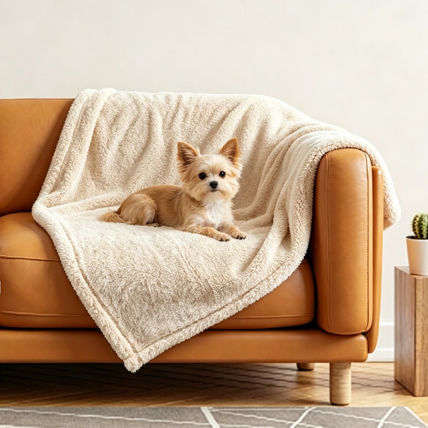 HOMAGICO Double Sided Throw Furniture Protector Waterproof Dog Blanket, Beige, Small: 20 x 28-in