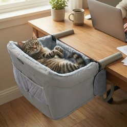 Veehoo High Chair Machine Washable Dog & Cat Desk Bed, Grey, 18.89 x 18 x 12.59-in