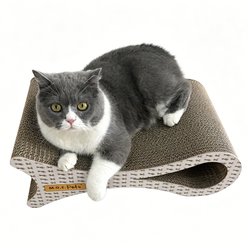 M.O.E Pets Fish Shaped Catnip Scratcher with Ball Cat Toy, White, Large