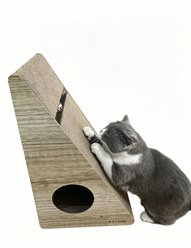 M.O.E Pets Tall Wedge Shaped Catnip Scratcher with Ball Cat Toy, Stone, Large