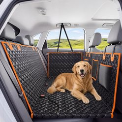 Pawvilion Waterproof Hammock Dog Car Back Seat Cover, Orange, Medium